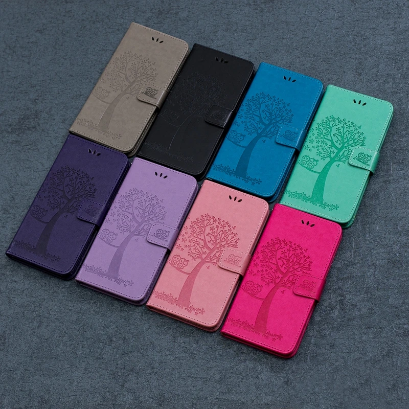 A30 A40 A50 чехол для Samsung задняя крышка Сова Дерево тисненый кожаный Funda A70 etui|Бамперы|