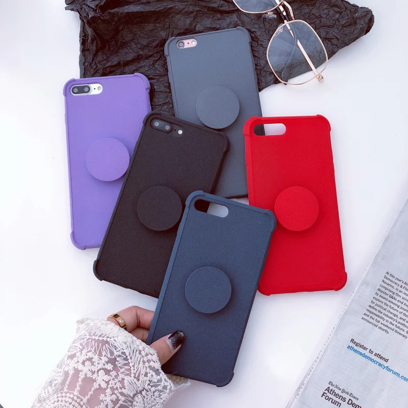 Case Cover For iPhone 7 8 Plus Protective case With Holder Stand for X 10 6 6S Grind arenaceous feel |