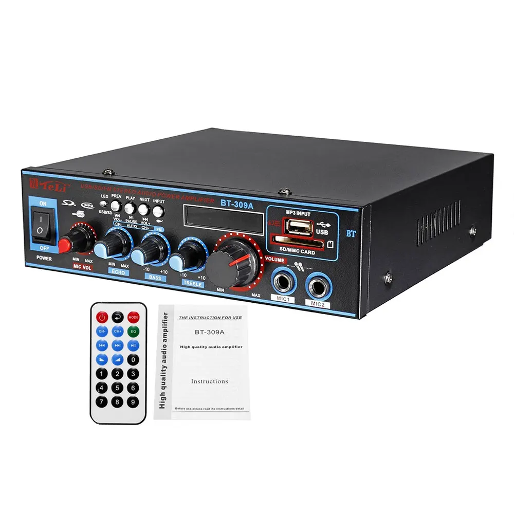 

800W Car Amplificador HIFI 2 CH Audio Power Amplifier 12/220V Home Theater Amplifier Audio Support FM USB SD/Remote Control