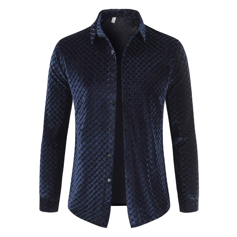 Зимние рубашки мужские бархатные Camisa Social Masculina приталенные с длинным рукавом 2018
