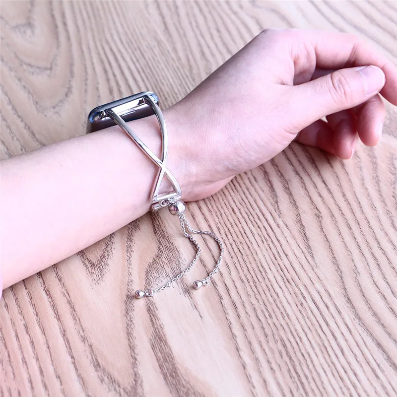 Очаровательные часы из нержавеющей стали Apple Watchbans для iwatch для женщин 38 мм 42 мм ремешок для часов металлический сменный ремешок регулируемый браслет