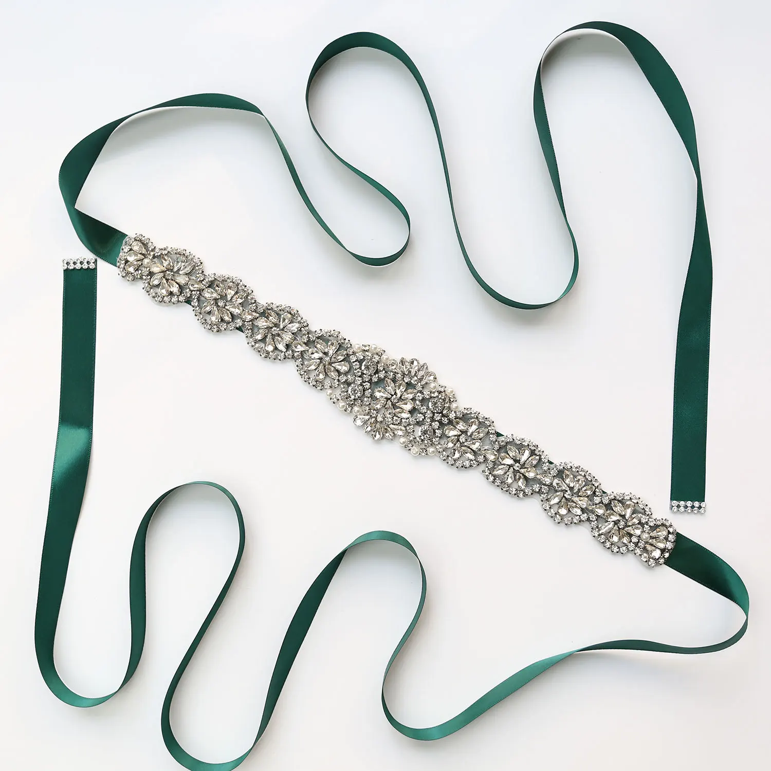 Женский ремень для свадебного платья 21 ленточный цвет синий белый серебристый