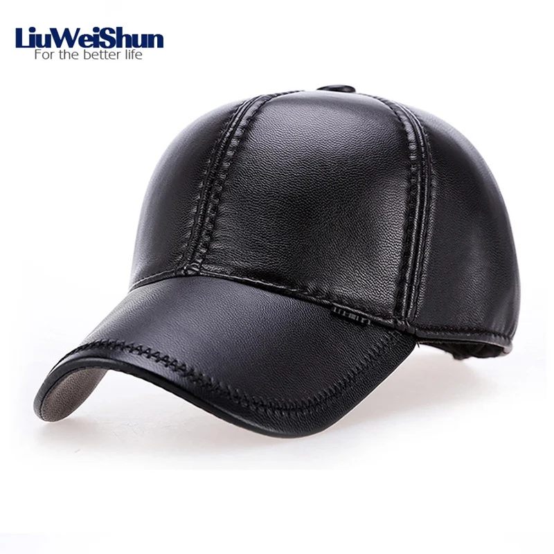 LIUWEISHUN зимние кожаные бейсболки для мужчин Snapback Dad Шапка с ушками Bone Gorras