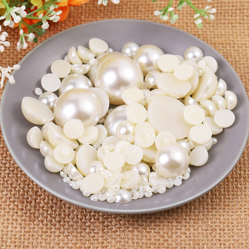 Полукруглые Акриловые искусственные плоские бусины жемчуга 2-14 мм для рукоделия