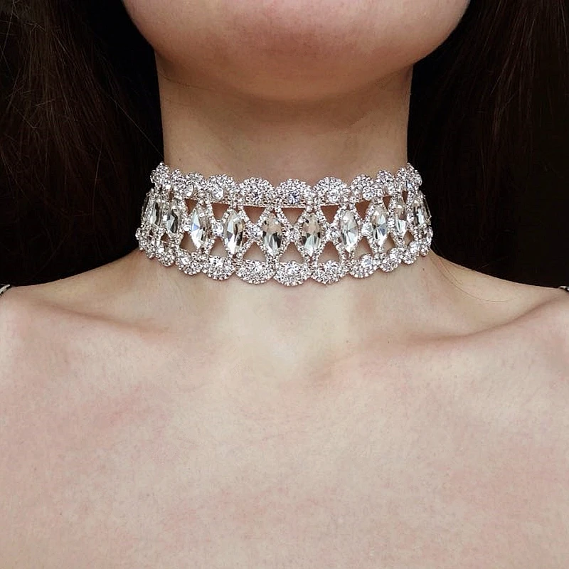 Женское винтажное ожерелье чокер с кристаллами и подвеской нагрудником