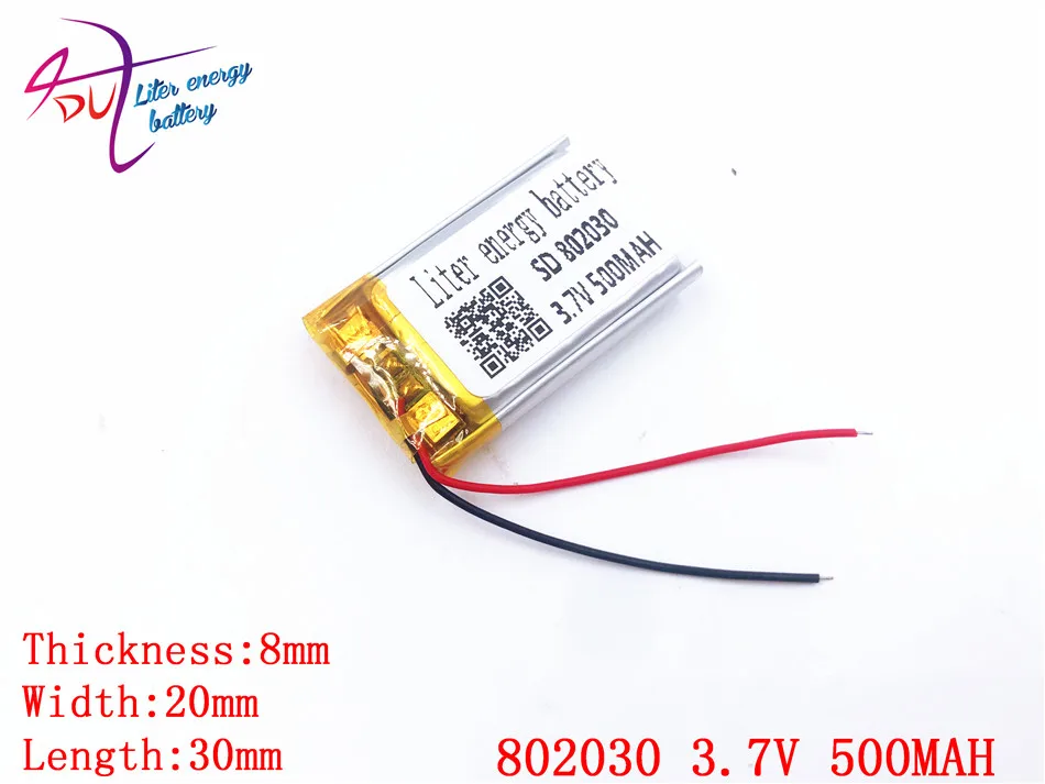 3 7 V 500 mAh 802030 литий-полимерный Li-Po литий-ионный Перезаряжаемые Батарея ячейки для