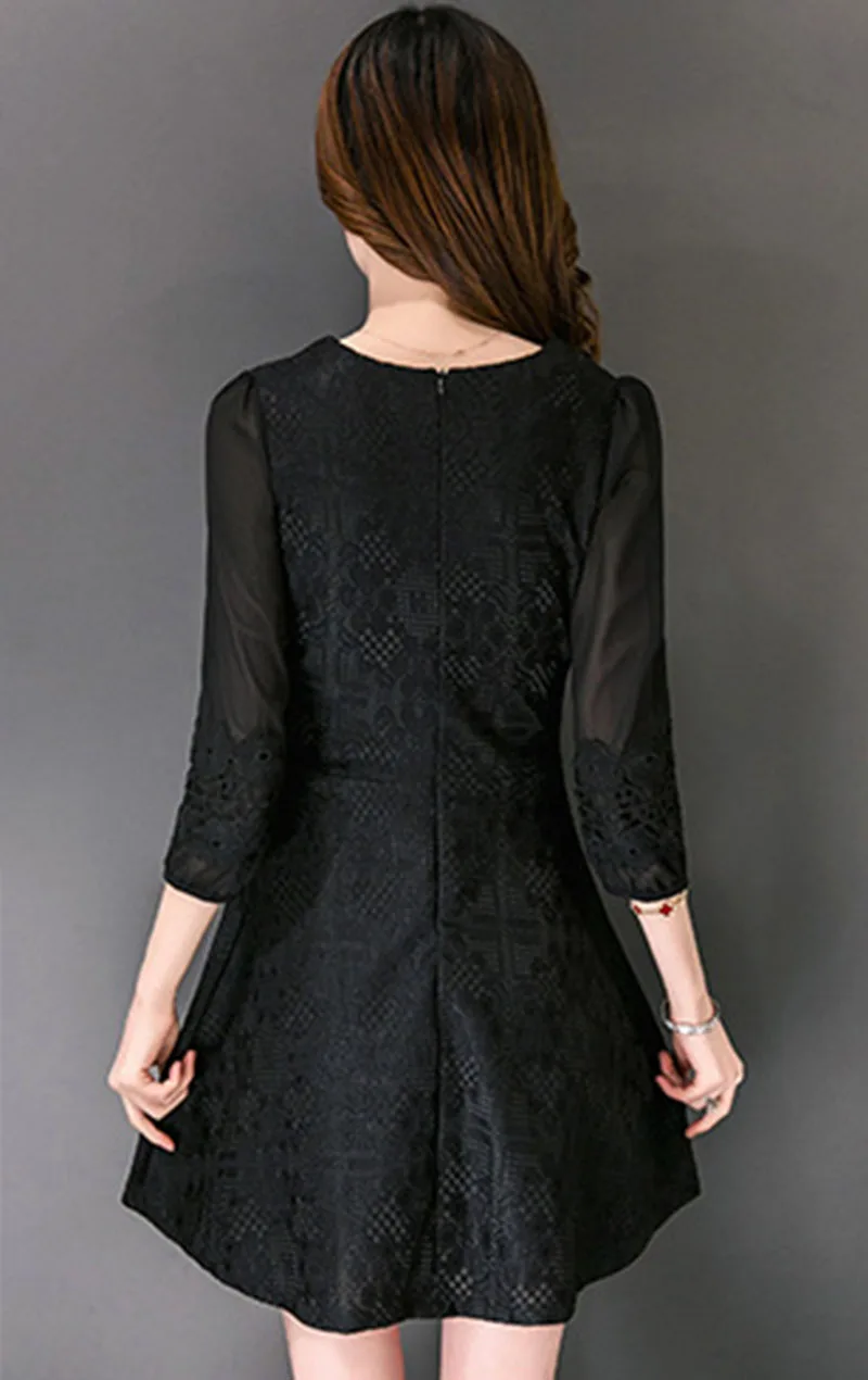 Seven sleeves Large size Lace Chiffon Clothing 2017 Spring New Women Dress High quality Comfortable Fashion Charm Vestido OME302 |
