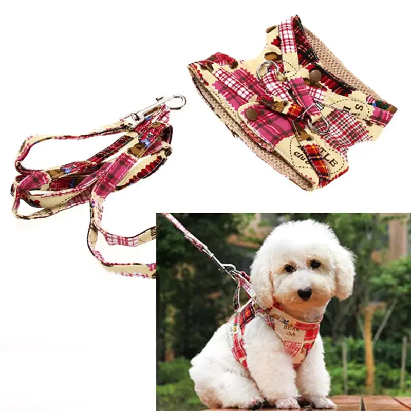 Practical Soft Mesh Dog Harness Canvas Pet Comfort Vest Rope Chest Strap Leash Sets Collar Walking Tools | Дом и сад