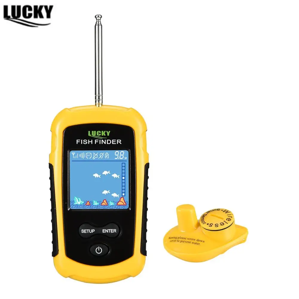 FFCW1108-1 Wireless Эхолот, беспроводной эхолот для рыбалки, 120 метров, глубинный гидролокатор, датчик глубины, рыболокатор, цветной ЖК-дисплей, рыболовный подводный - Цвет: FFCW1108-1 Wireless