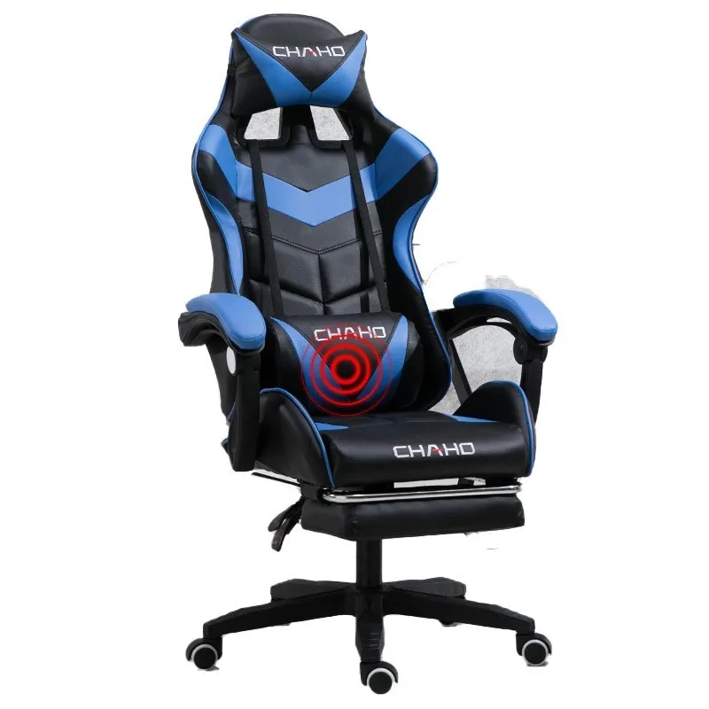 deep blue footrest Высокое качество Live Gaming Office Silla Gamer Boss Esports кресло массажная подушка Эргономика Синтетическая кожа бытовые стальные ножки - Цвет: deep blue footrest