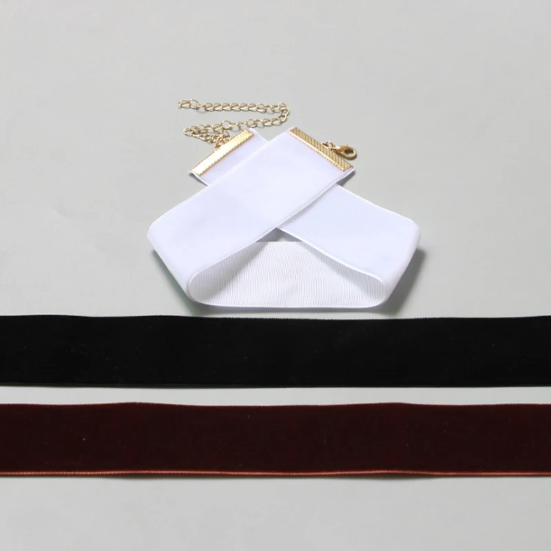 Женское бархатное ожерелье чокер черного белого и коричневого цвета эффектные