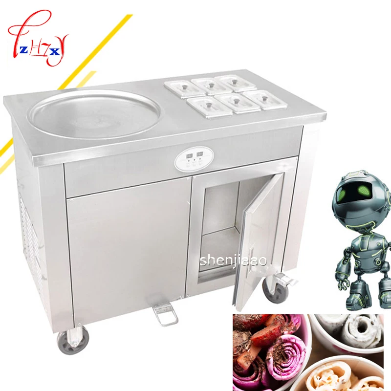 

1PC single pot with cold storage cabinet commercial fried ice cream roll fried yogurt machine CBJY-1D6A fried milk roll machine