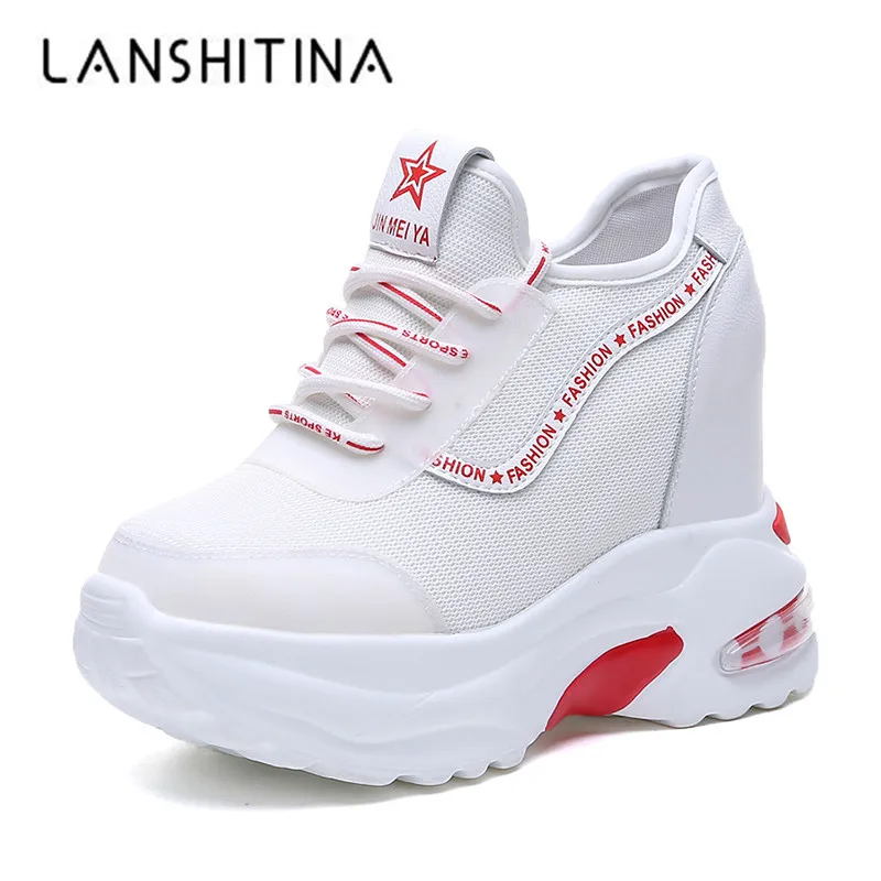 Новинка 2019 года модная весенняя женская повседневная обувь на платформе сетчатая дышащая танкетке осенние