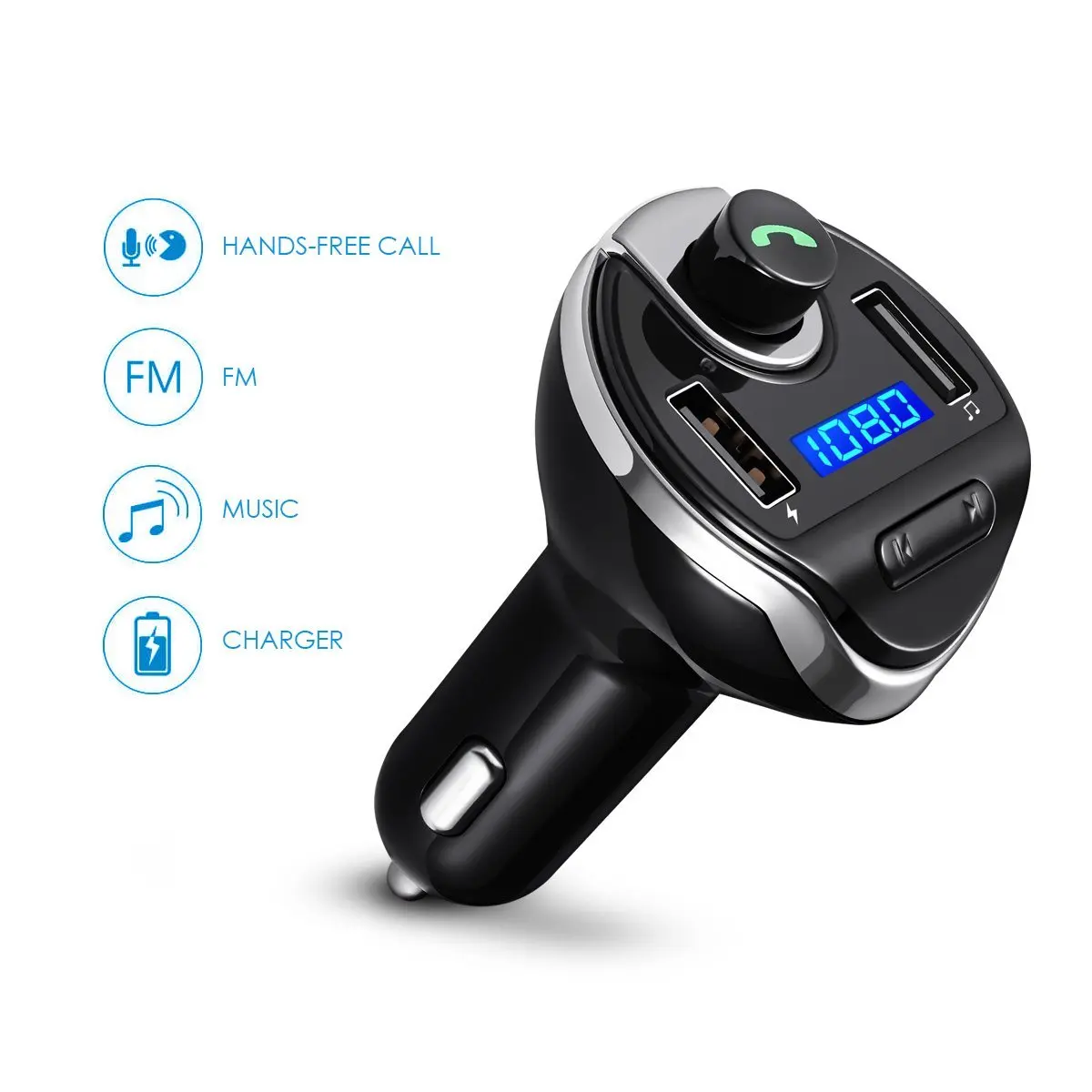 Nulaxy fm-передатчик Bluetooth Беспроводной радиостанция укв с усилителем типа вибратора