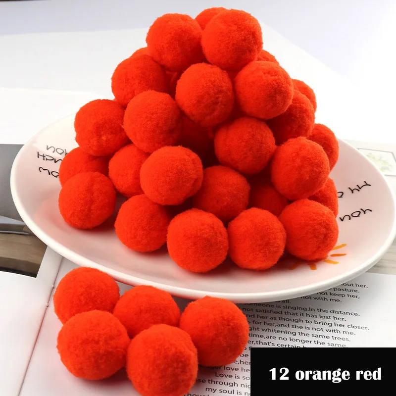 12 orange red Новинка! 200 шт/партия помпон 15 мм Мини пушистые мягкие помпоны шар пушистый ручной работы поделки для домашнего декора Швейные принадлежности - Цвет: 12 orange red