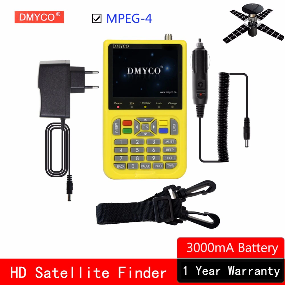 DMYCO MPEG 4 HD Finder DVB S2 высокой четкости спутниковый lnb метр полный 1080P FTA Sat finder 3 5 дюймов
