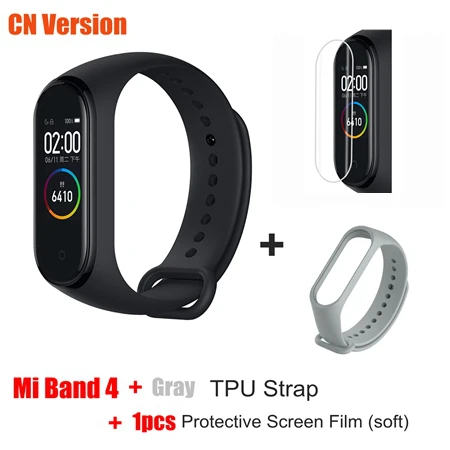 CN add gray strap Xiaomi mi Band 4 умный Браслет глобальная версия AMOLED сенсорный экран 5ATM плавание mi ng водонепроницаемый спортивный браслет пульсометр - Цвет: CN add gray strap