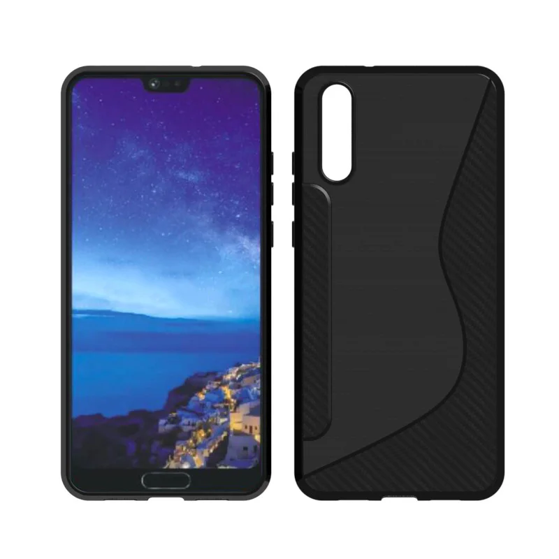 S line black silicone case for huawei p20 pro funda coque hoesje carbon fiber tpu cover kryt tok etui carcasa kilifi husa |