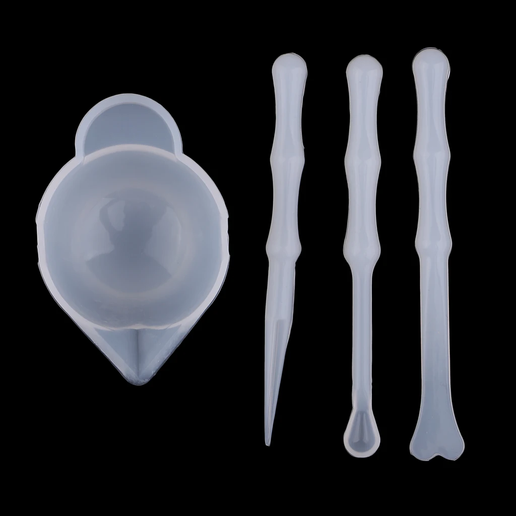 4 шт. силиконовые чашки и мешалки для смешивания цветов из смолы УФ эпоксидной