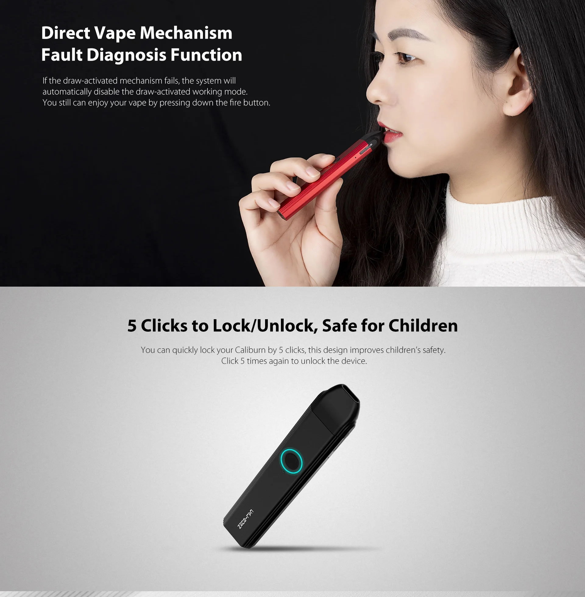 UWELL Caliburn Pod Системы комплект 520 мА/ч, Батарея 11 Вт испаритель 2 мл картридж Топ-заполнения электронных сигарет Vape ручка вейпер
