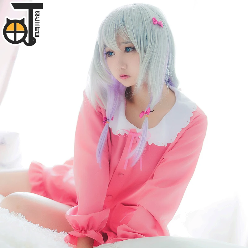 Anime Cosplay Costume Cos Izumi Sagiri Sweet Cute Pajamas For Men Full set + Bows |