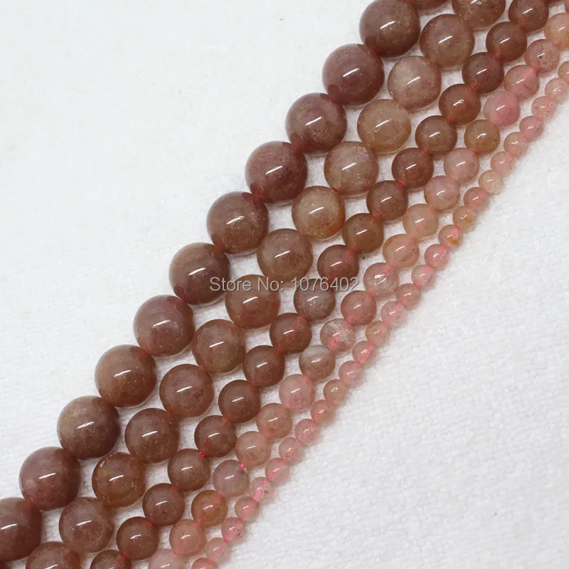

Mini. order is $8! 4-12mm Natura strawberry Crystal quartz DIY Round Loose Beads 15''