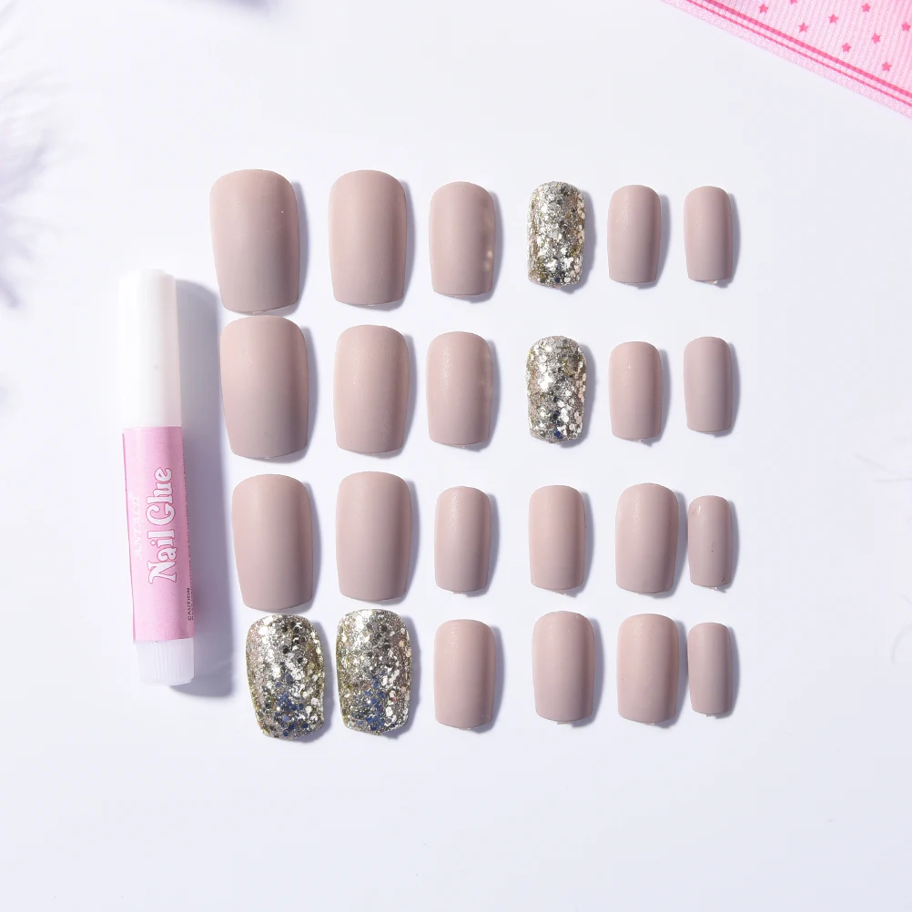 24 шт накладные ногти французский Bling прозрачные искусственные DIY Поддельные УФ