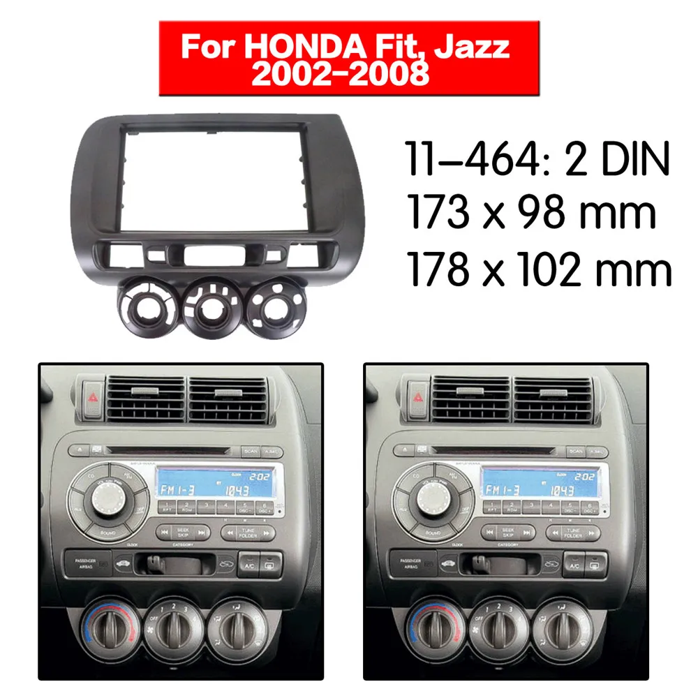 

Car Radio Fascia Frame Kit For HONDA Fit, Jazz 2002-2008(Manual AC,LHD) Audio Bezel Facia Panel Trim Dash Double Din Mount Kit