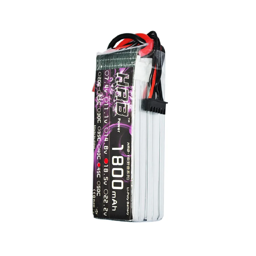 HRB RC Lipo Батарея 3,7 V 7,4 V 11,1 V 14,8 V 18,5 V 22,2 V 1S 2 3S 4S 5S 6S 1800 мА/ч, 50C 100C для вертолета Trex 450 самолет лодка