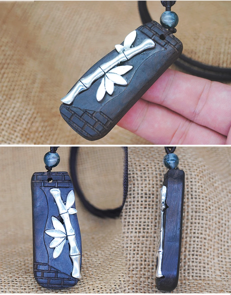 Yumfeel Brand Bohemia Vintage Necklaces Handmade Tibetan Carving Black Sandalwood Pendants& Necklaces Women Jewelry Long Gifts