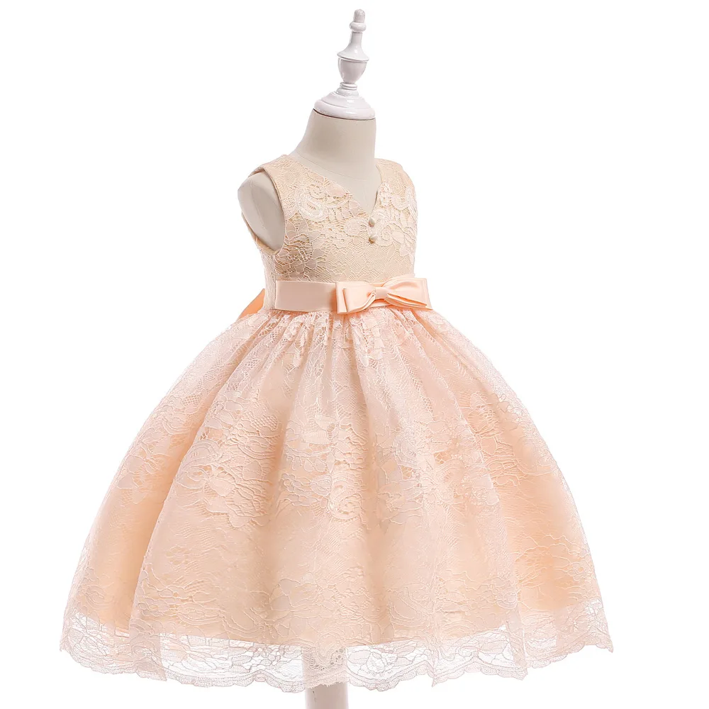 2019 New Girls ɽress V-neck Lace Princess Dress Bowling Big Piano Stage Performance Gown for 3 4 5 6 7 8 9 10 Years | Детская