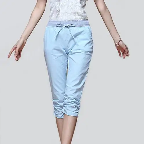 JOYINPARTY льняные брюки летние женские шаровары длиной до икры цветные повседневные