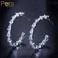 pera hot sales party ear circle silver colour jewelry trendy big round cubic zirconia hoop earrings for women gift e129