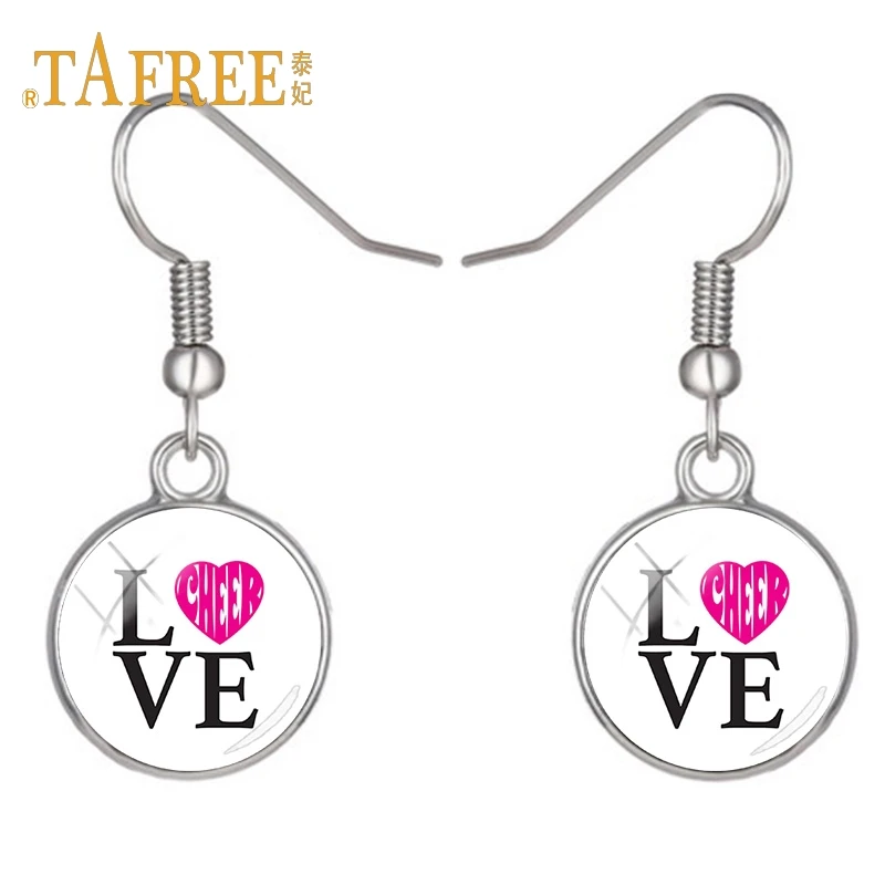 

TAFREE Exquisite Women Drop Earrings Love Gymnastics Art Picture Glass Cabochon Dome Match Souvenir Gifts Jewelry GY058