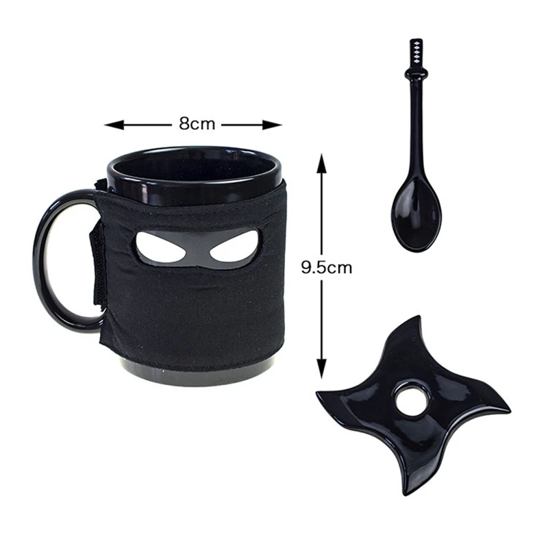 

JOUDOO Creative Ninja Mug,Black Mask Ceramic Cup With Spoon Sword Coffee Milk Tea Mugs Milk Coffee Tea Cup Mugs 35