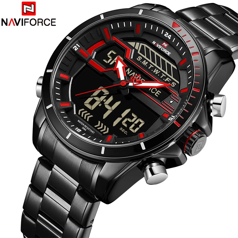 NAVIFORCE 2018 новые мужские часы цифровые спортивные Лидирующий бренд Роскошные
