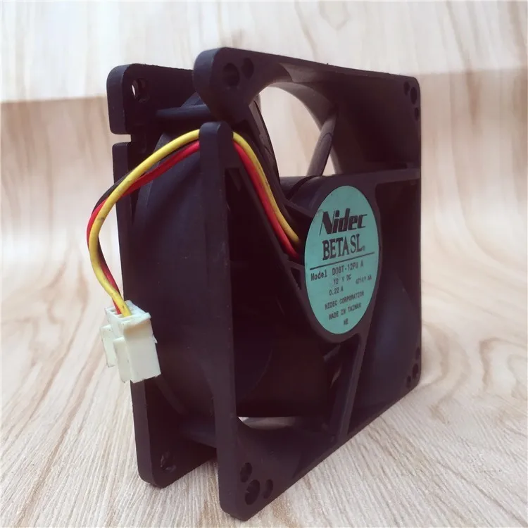 NIDEC D08T-12PU в 8025 8 см 0.22A 80*80*25 мм DC 12V 3 линии скорость Сервер вентилятор охлаждения |