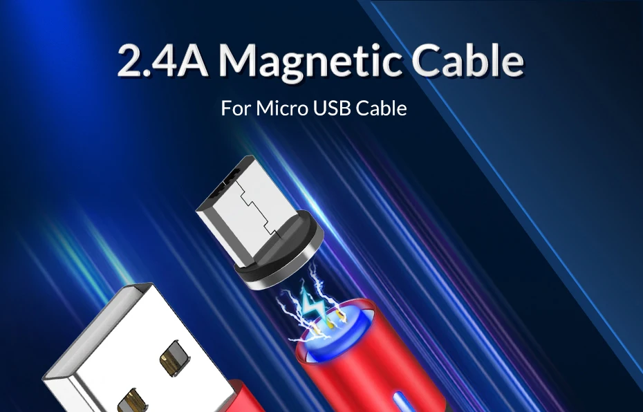 TOPK 1 м светодиодный магнитный USB кабель для быстрой зарядки данных Micro USB кабель для Galaxy S7 Xiaomi Redmi Note 4 планшет Android, телефон кабель