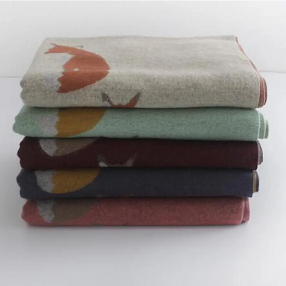 

MISSKY Women Winter Warm Cashmere Scarf Fox Printed Thicken Shawl Fashion All-match Scarf Wrap