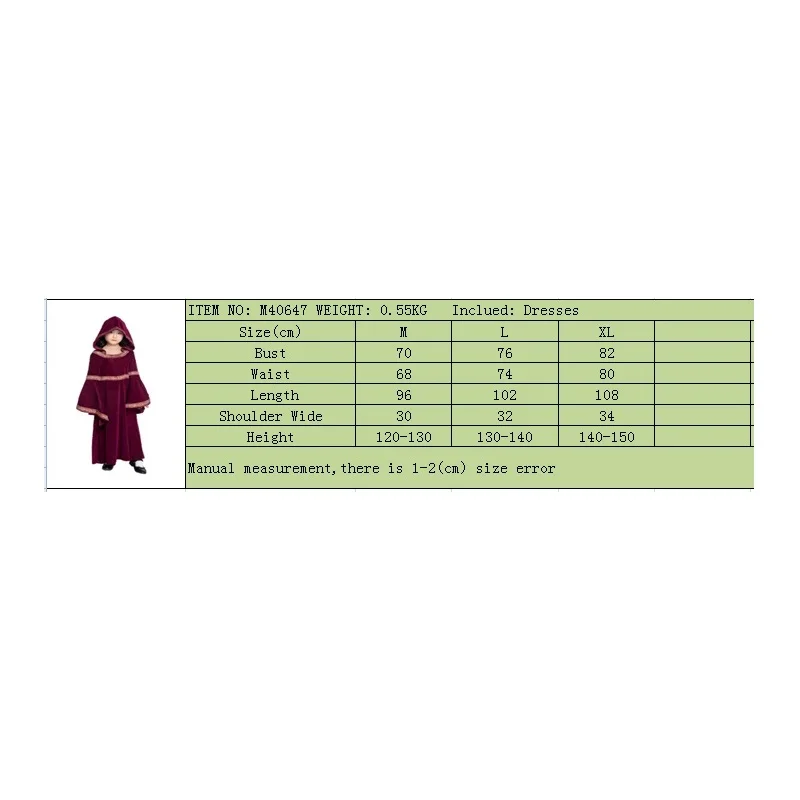 

Halloween Party Children Kids Cosplay Witch Girl Costume Red Nun Robe Cos Kids Monk Vampire Halloween Witch Scary Kids Costume