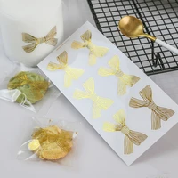 600pcslot new golden big bow gold handmade box packaging sealing label sticker adhesive stationery 4 53cm wholesale