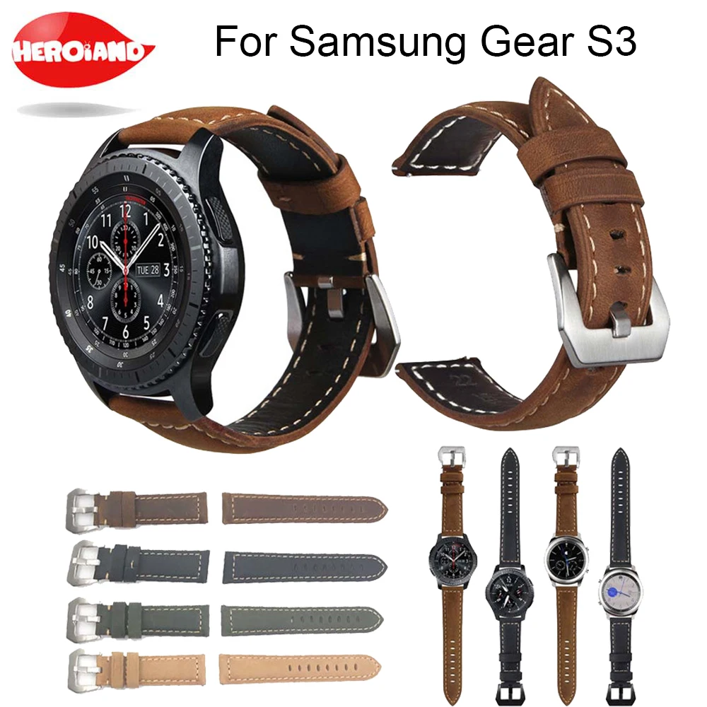 Ретро часы из натуральной кожи ремешок для часов 22 мм Samsung Gear S3 Classic Frontier наручных