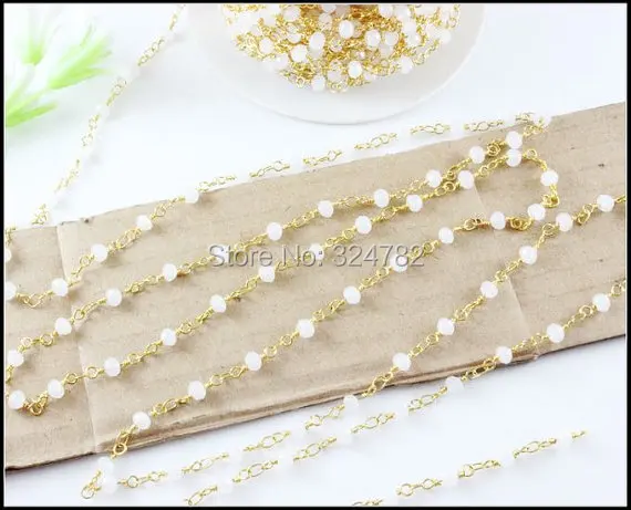 5 м/лот белая шпинель Розария стиль бисерная цепочка позолоченная проволока