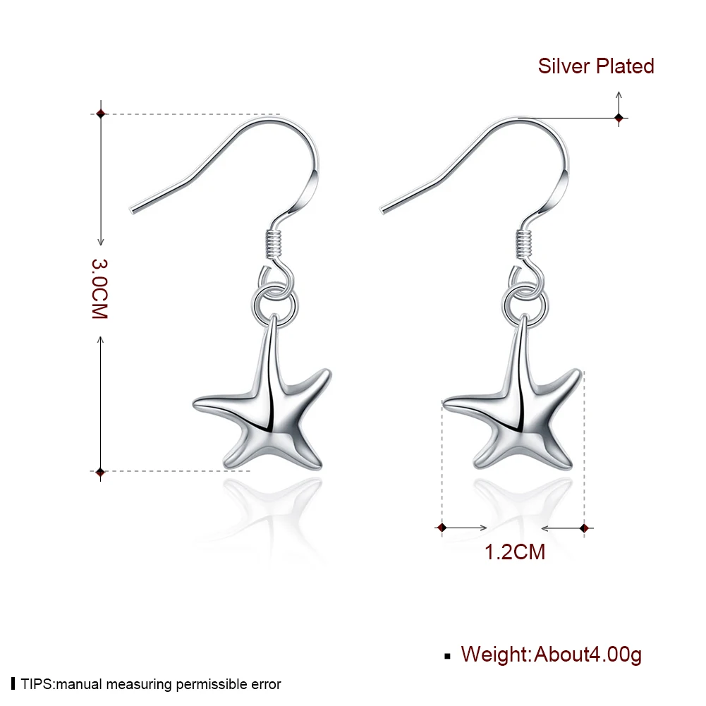 Маленькие и изысканные звезда серьги формы для свадьбы посеребренные модные