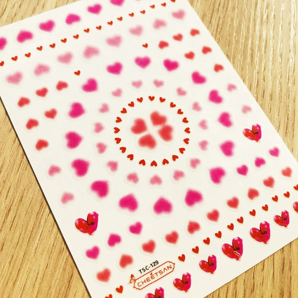 TSC series Tsc 129 dream pink heart стикеры 3d на ногти nail art decal cheetsan brand template diy tool Decoration|Стикеры и