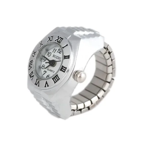 Min Order $9.9 Free Shipping 21mm Roman Digital Round Metal Quartz Analog Ring Watch(1Pc) (White K) 24101# | Украшения и