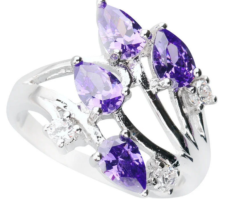 

Умный фиолетовый камень 4*6 мм полудрагоценный камень серебро крутое для женщин кольцо Q1158