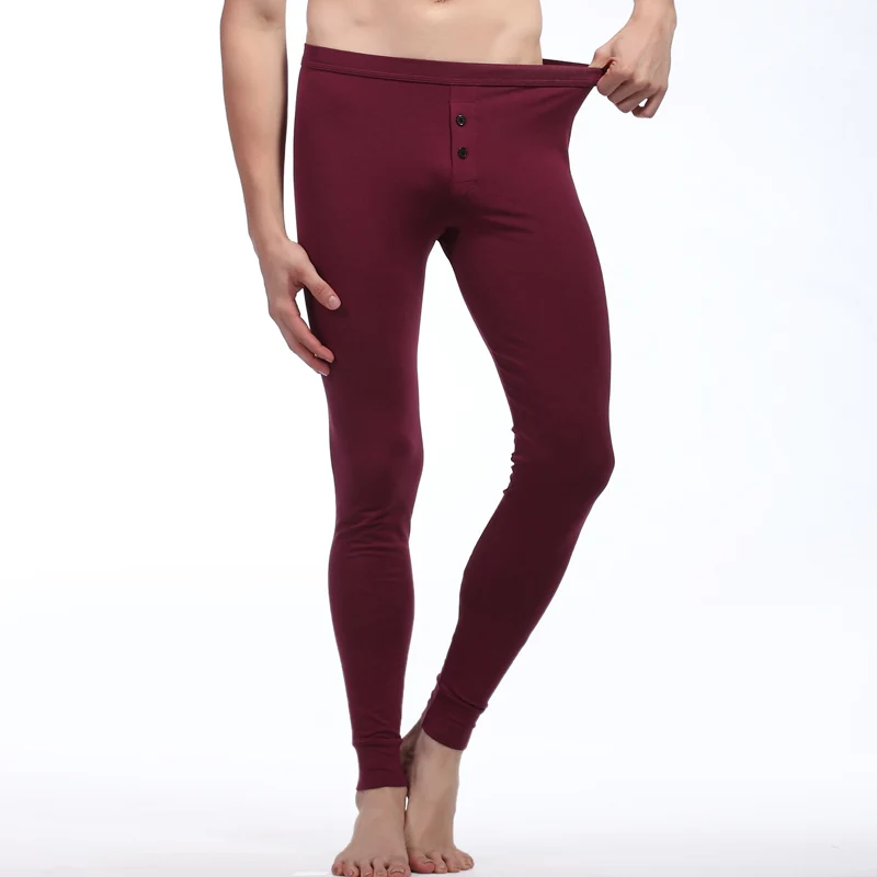 Модные мужские хлопковые кальсоны термобелье зимние теплые штаны одежда для сна