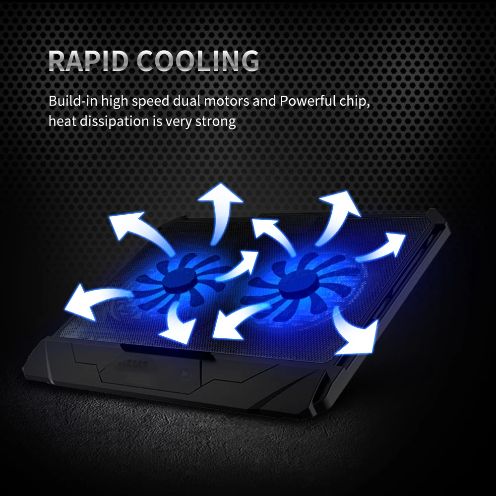 COOLCOLD охлаждающая подставка для ноутбука, охлаждающая подставка для ноутбука, два светодиодных вентилятора, регулировка семи углов для ноутбука 12 ''15,6'' 17 '', охлаждающий вентилятор USB