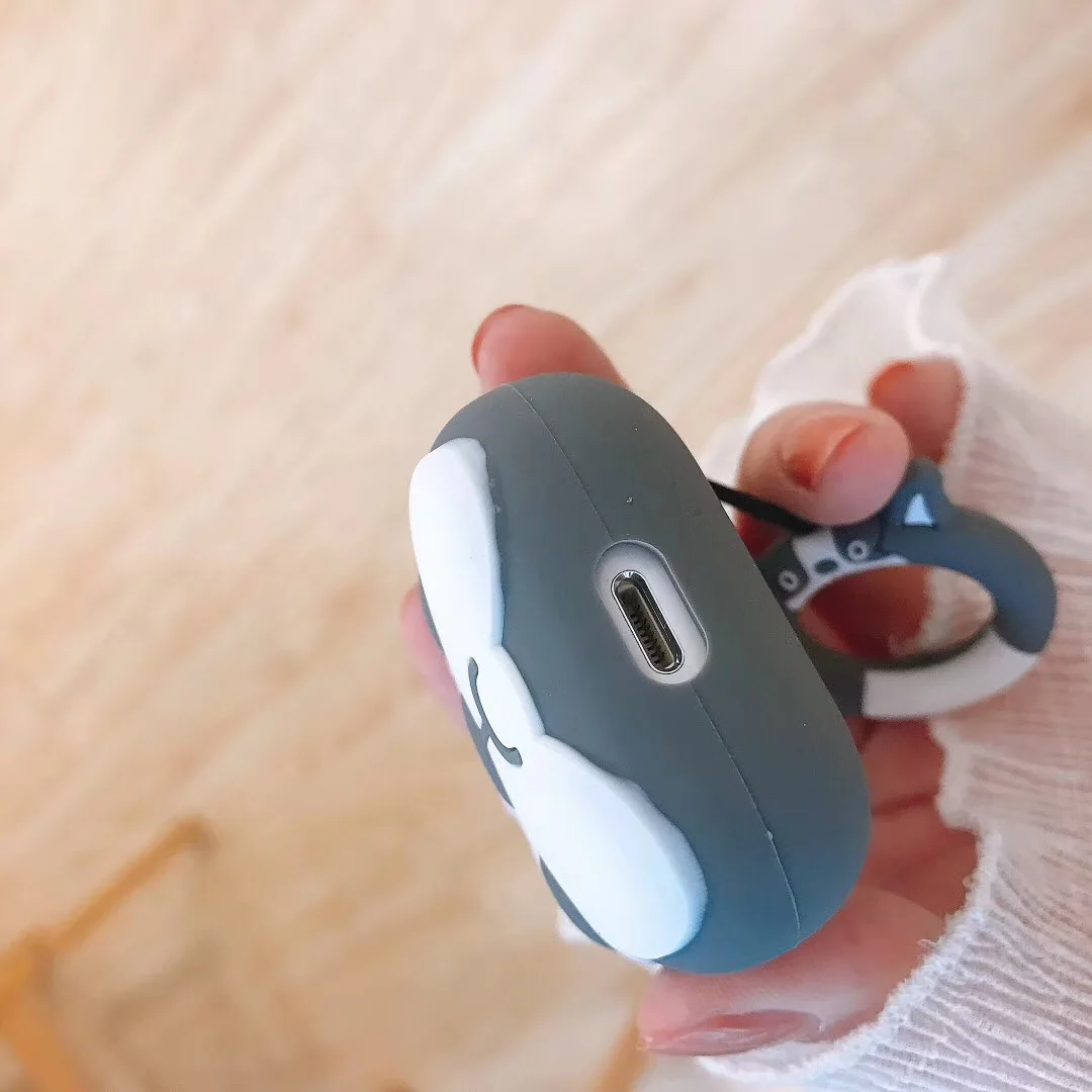 Милый чехол для наушников с бульдогом Airpods 2 мягкий силиконовый защитный 1 кольцом